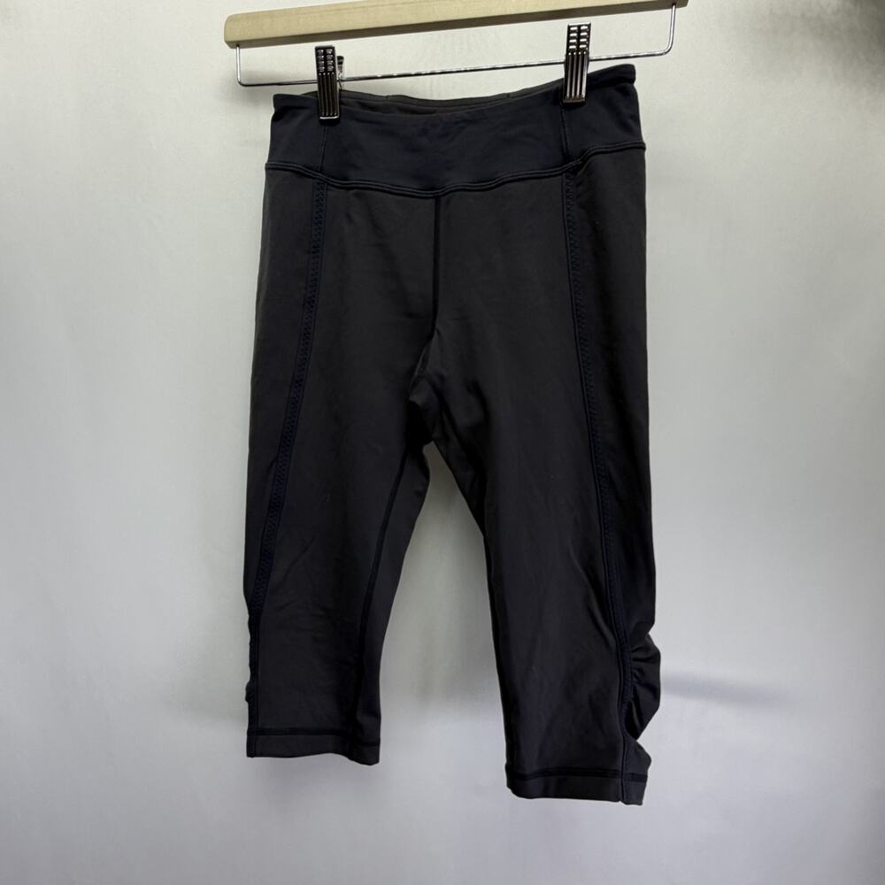 Lululemon Athletica Capri Leggings Womens 4 Gray Ruched Crop Yoga Pants Active